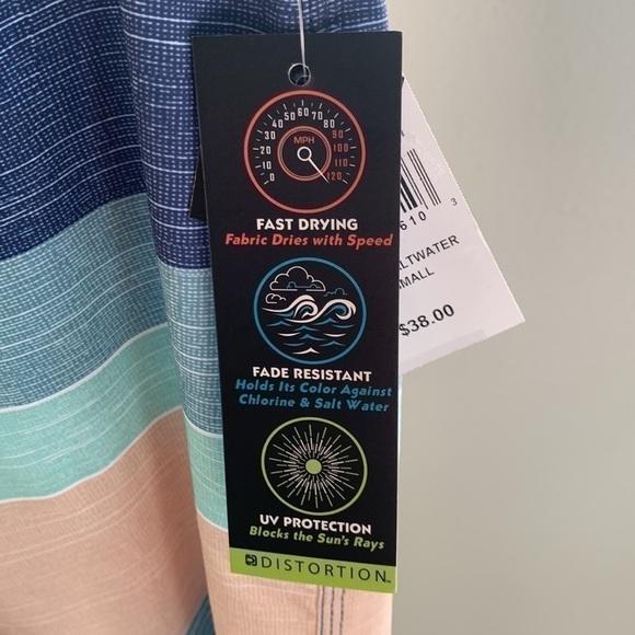 DISTORTION SALTWATER STRIPE 4-WAY STRETCH BOARD-SHORTS SZ S SUMMER CRUISE - Picture 8 of 9